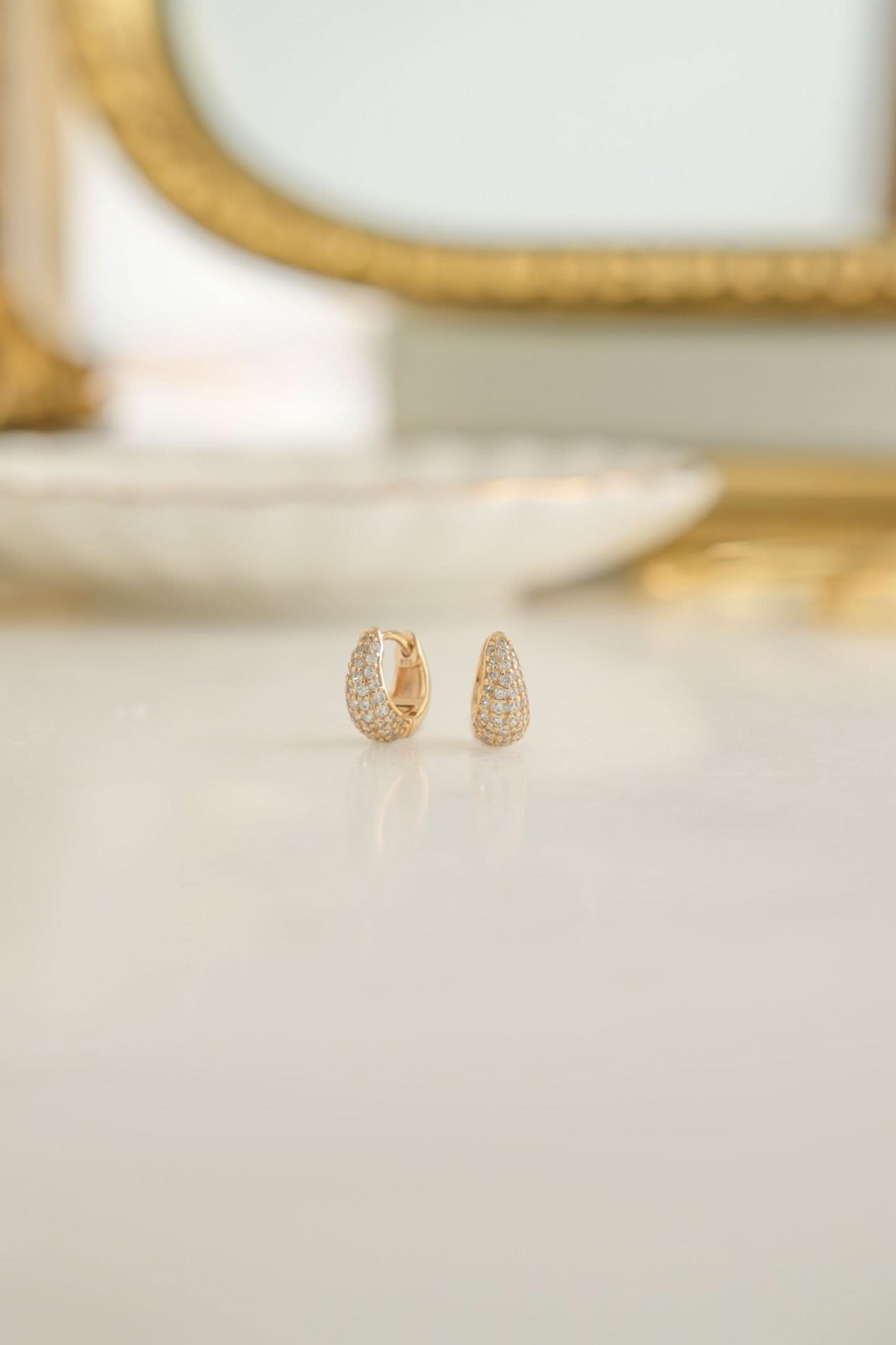 10mm Pave Basket Huggies - AYUNA