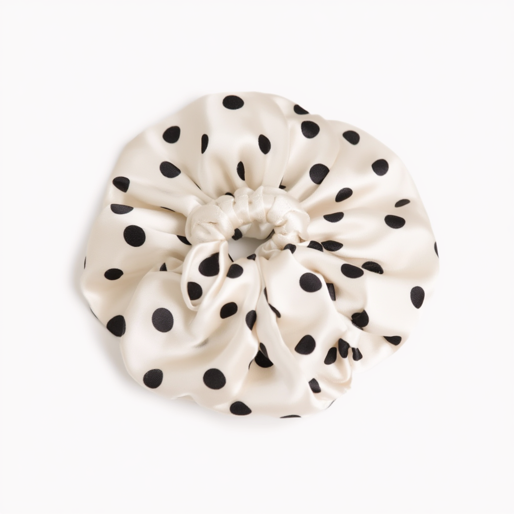 Scrunchie Polkadot Silky White