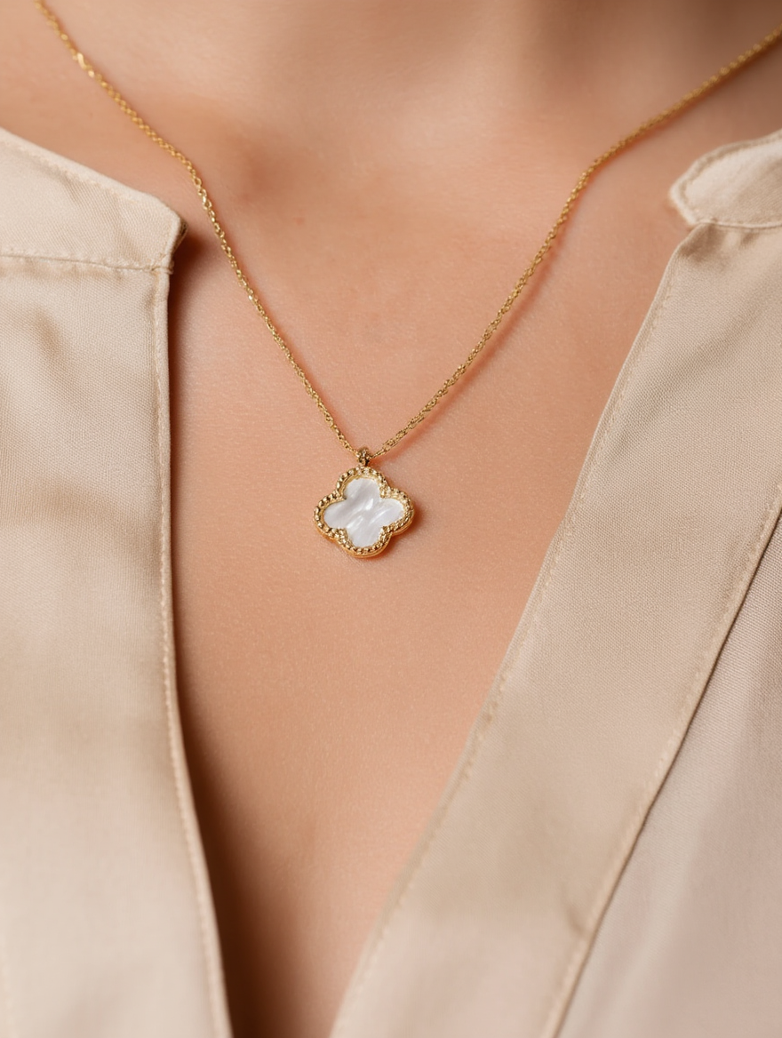 Mother of Pearl Clover Necklace