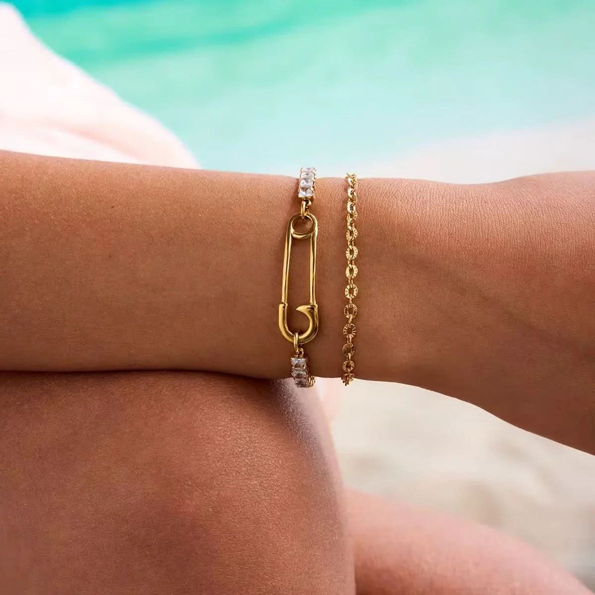 Double Safety Pin Bracelet - AYUNA