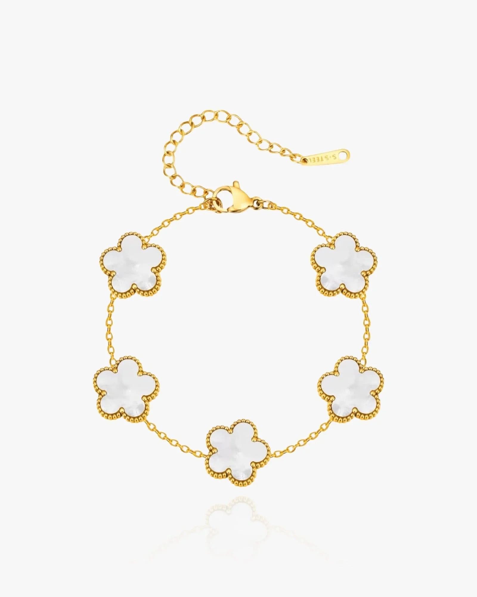 Flower Clover Bracelet White