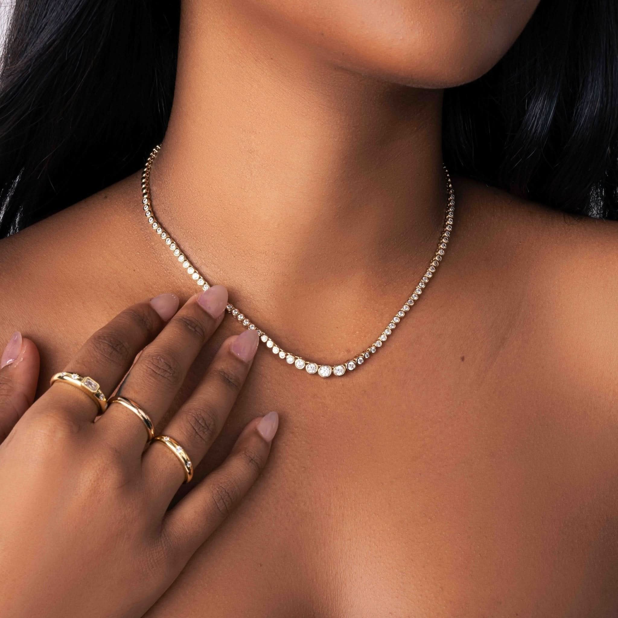 Gradient Bezel Tennis Necklace - AYUNA