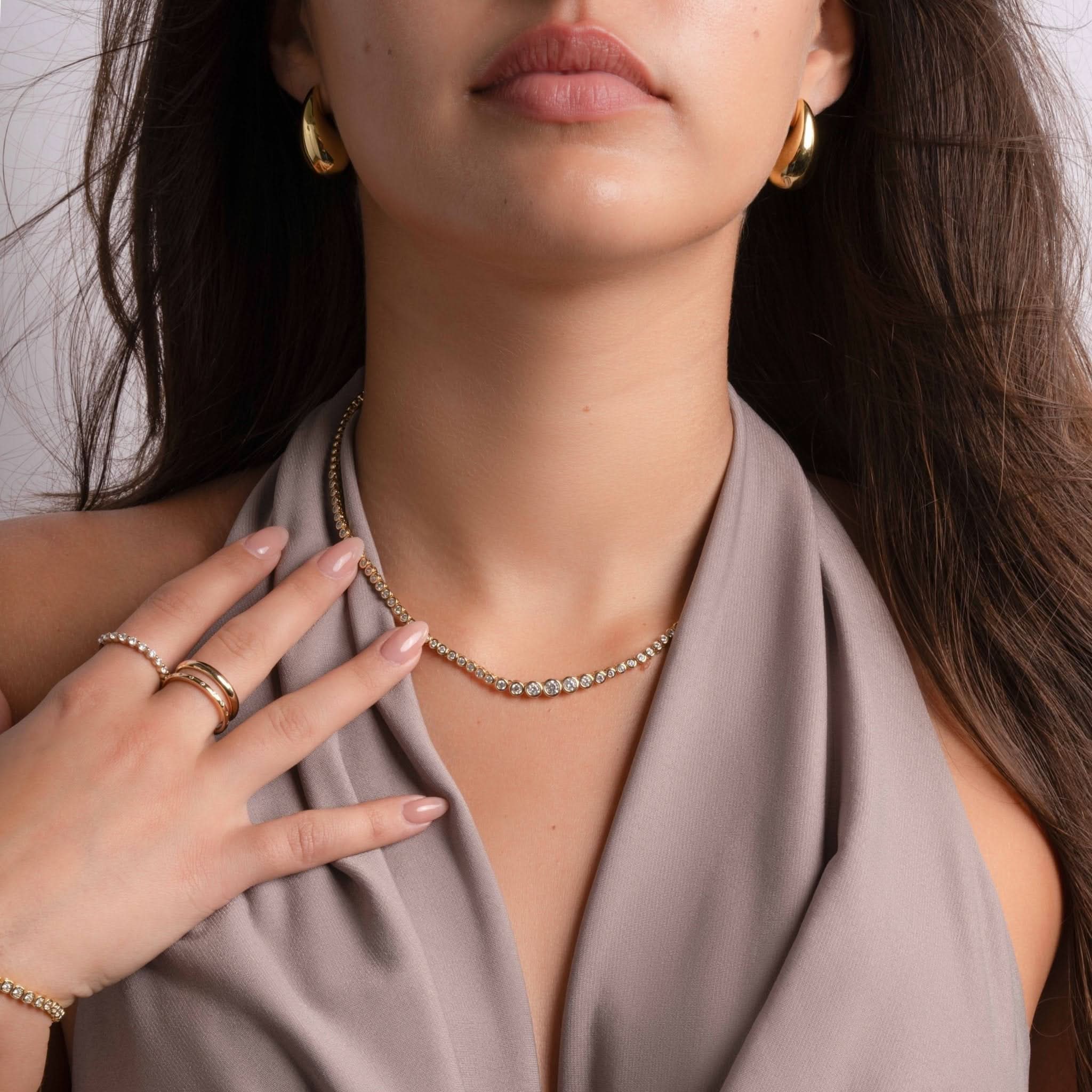 Gradient Bezel Tennis Necklace - AYUNA