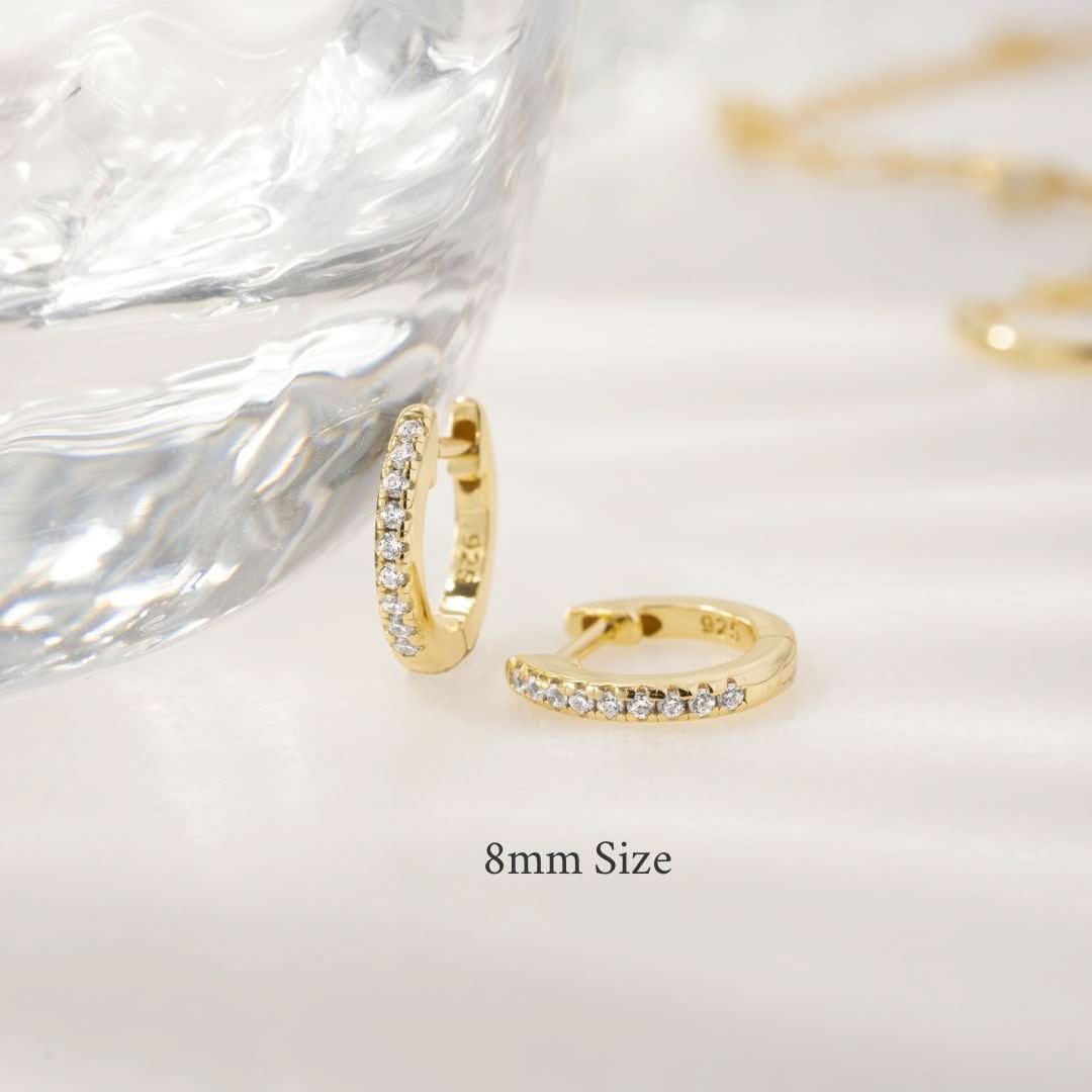 Pavé Huggie Earrings (Two Sizes Available) - AYUNA