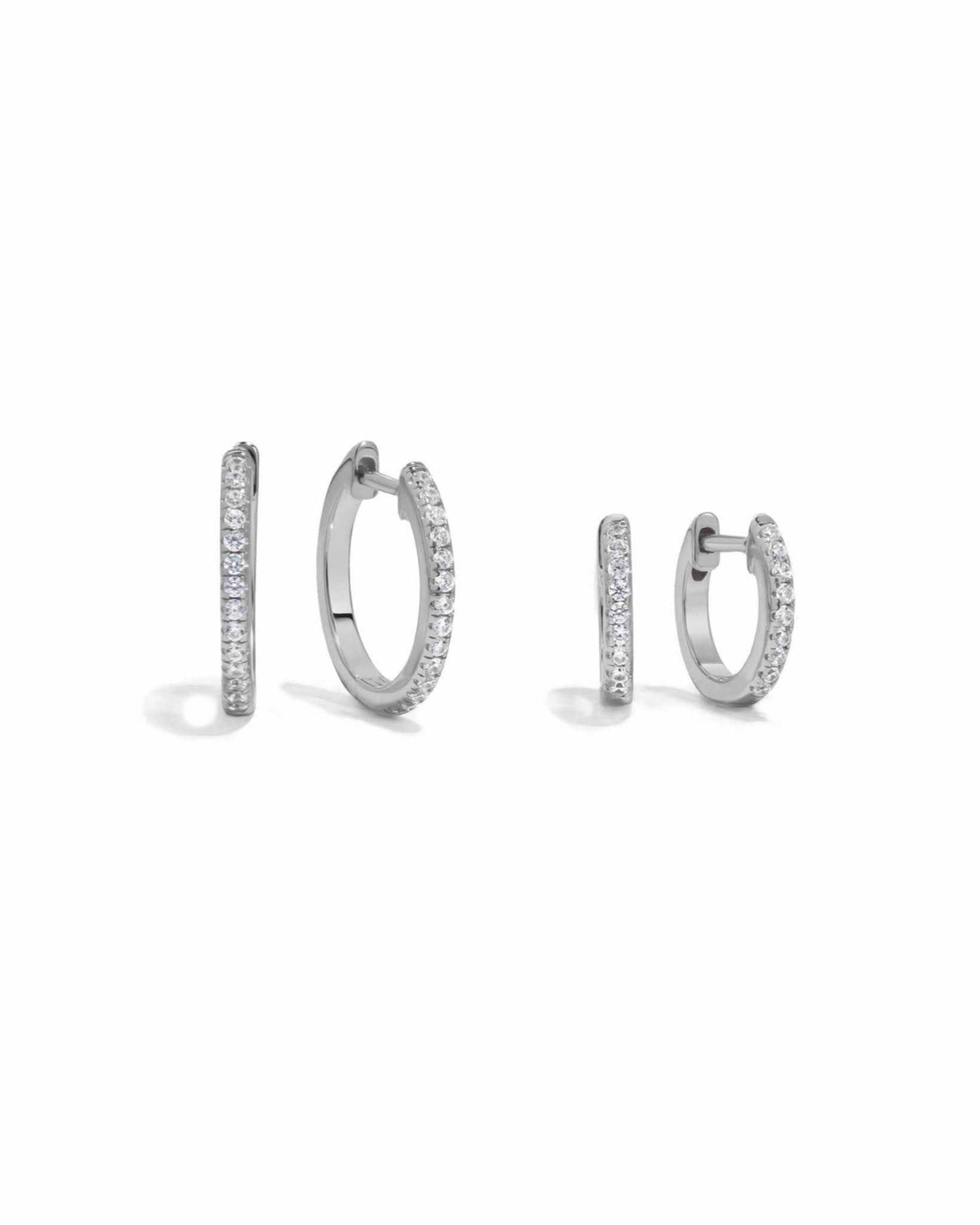 Pavé Huggie Earrings (Two Sizes Available) - AYUNA