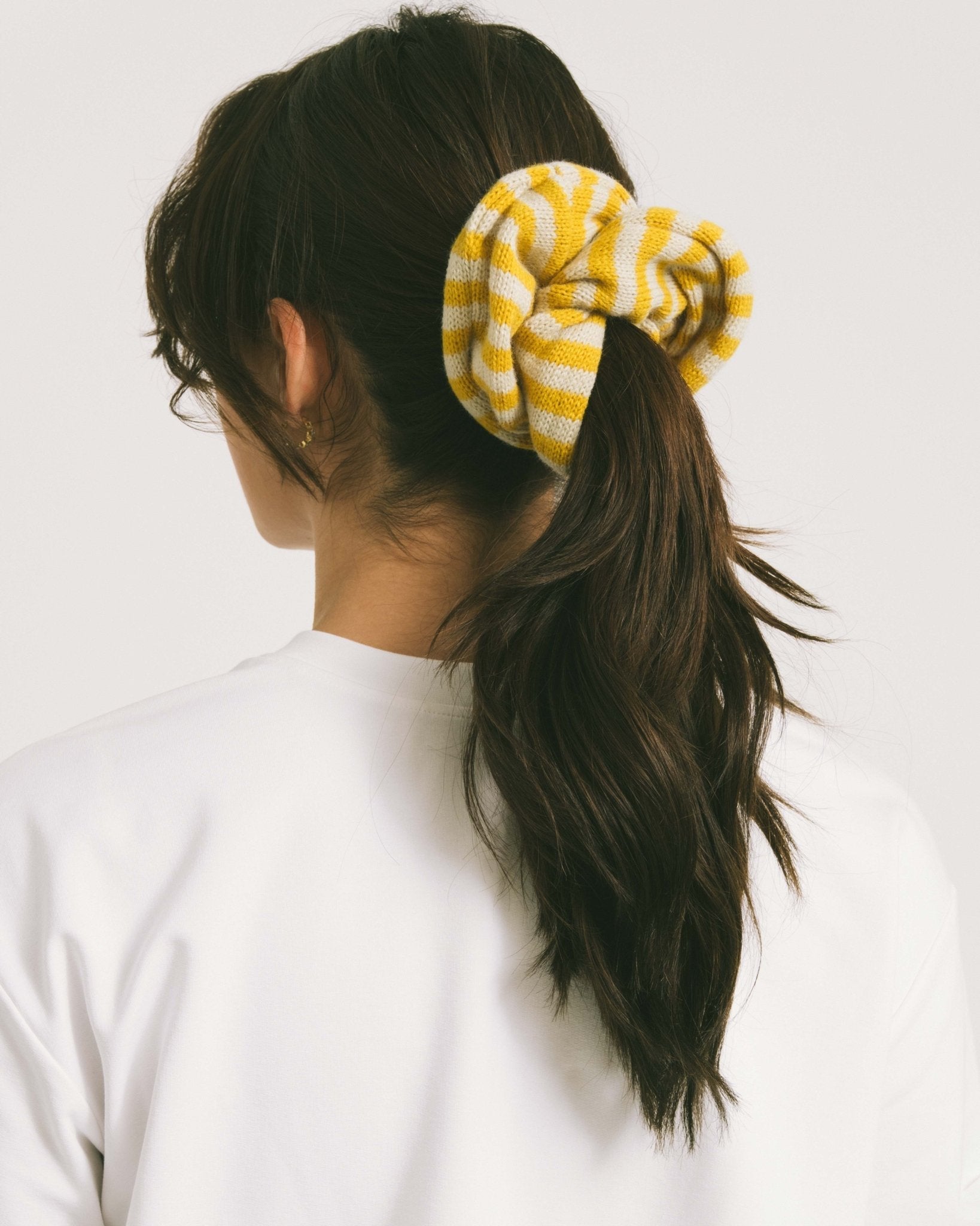 Scrunchie Knitted Yellow Stripy