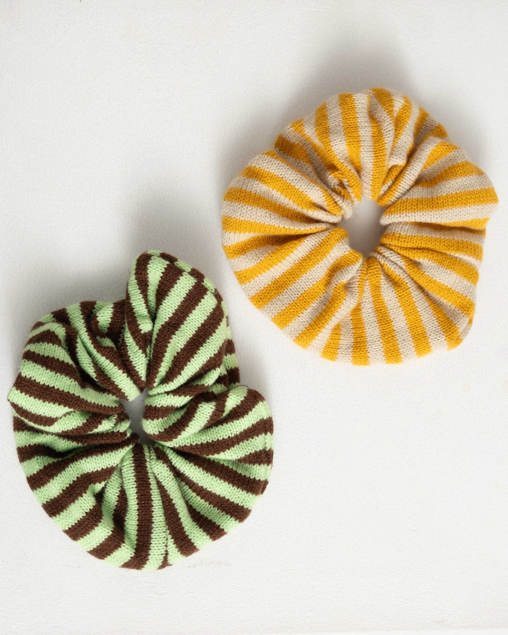 Scrunchie Knitted Yellow Stripy