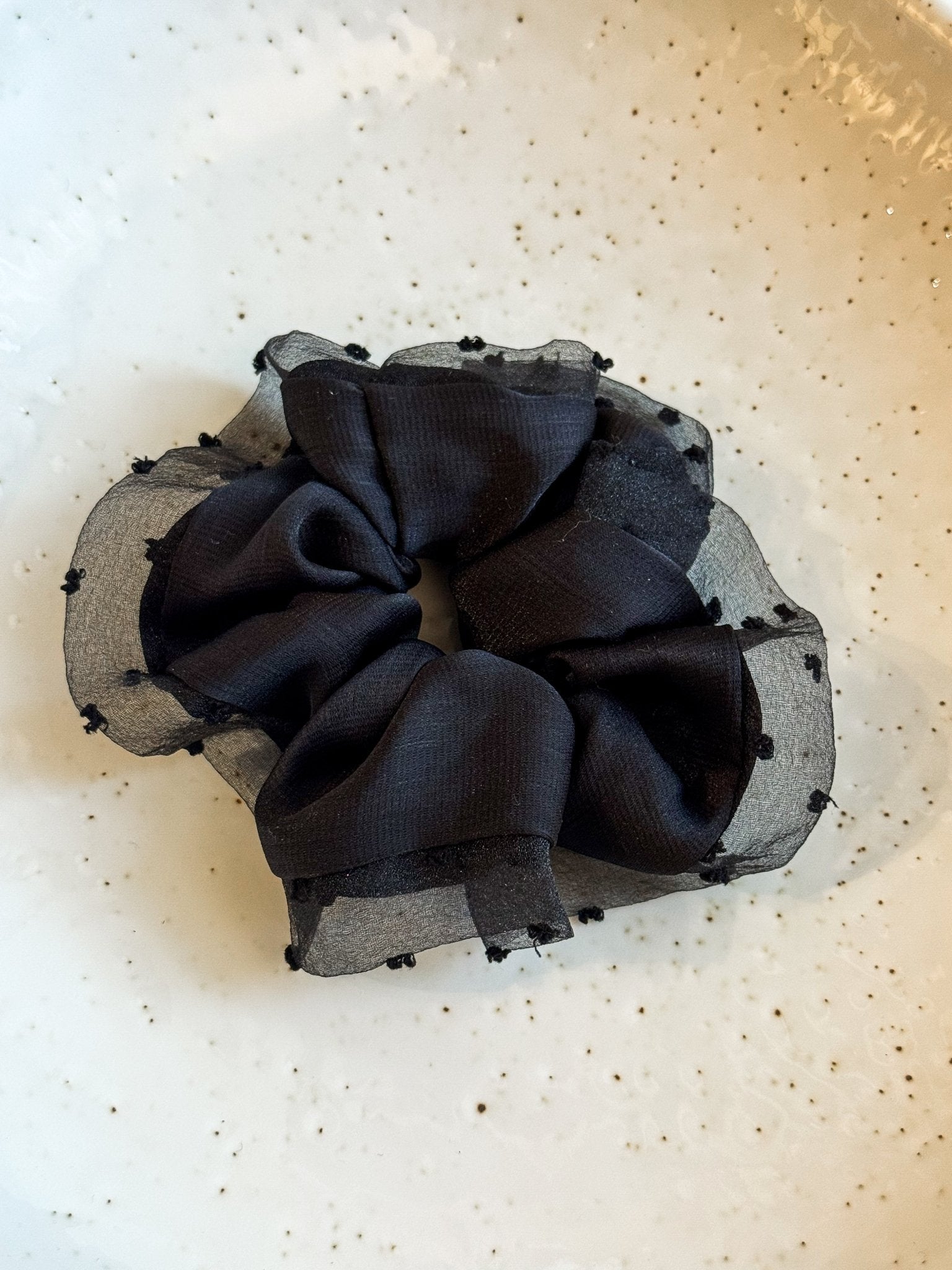 Scrunchie Mesh Polkadot Black