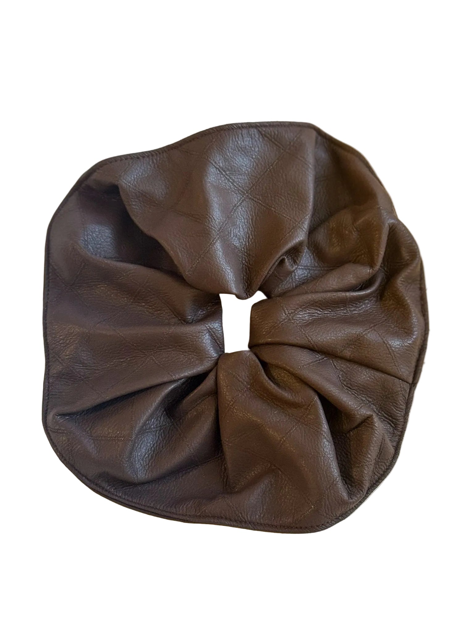Scrunchie PU Checked Brown