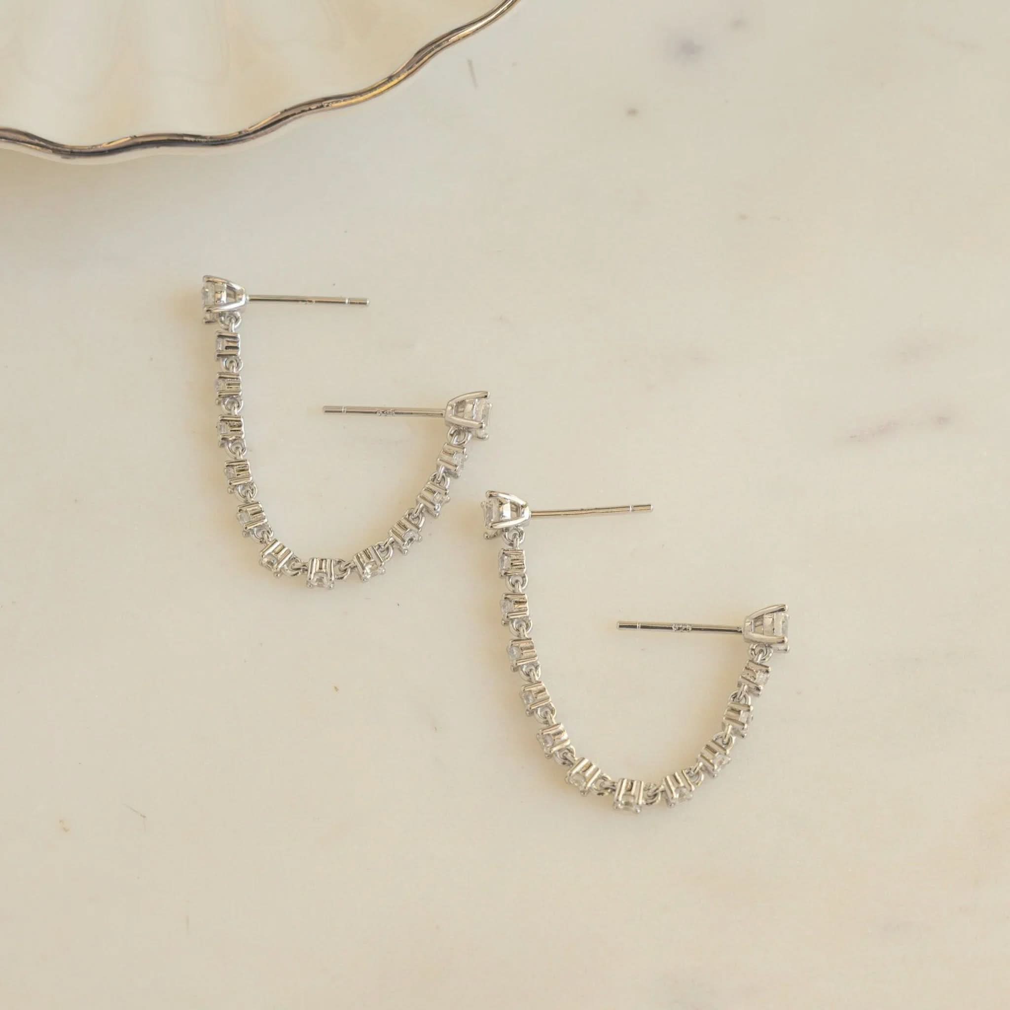 Two - Piercing Tennis Chain Link Studs - AYUNA
