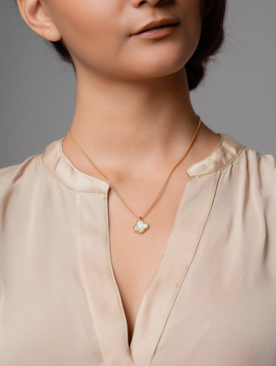 Mother of Pearl Clover Necklace