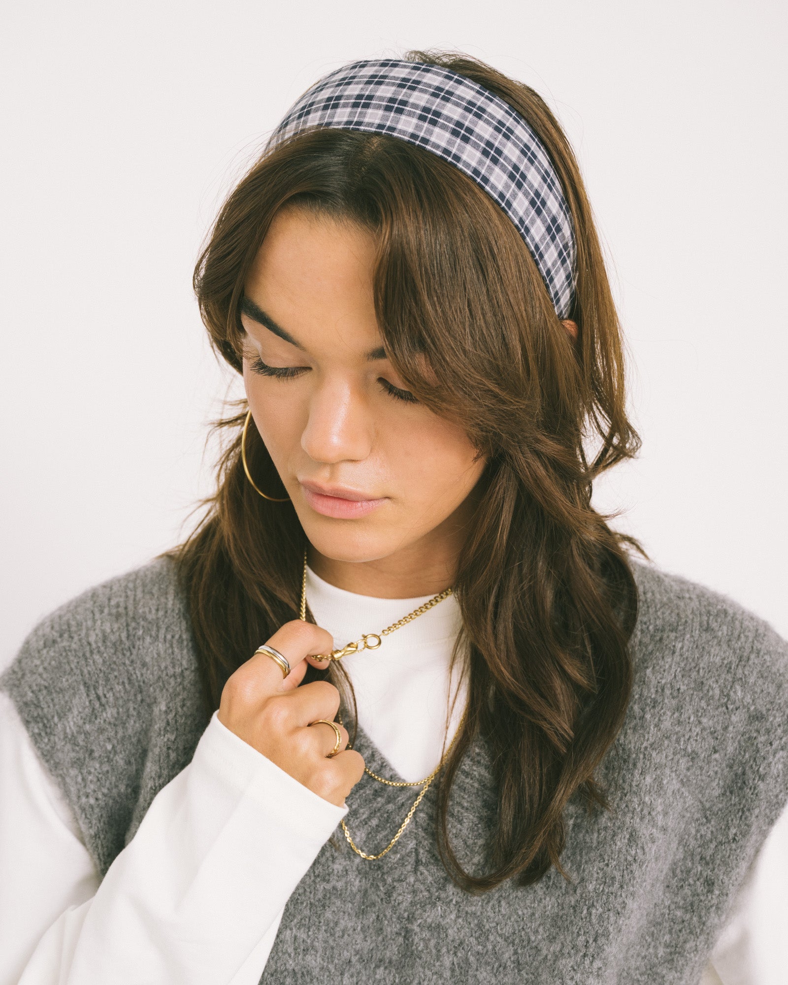 Headband Checked Grey