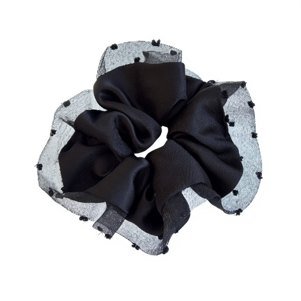 Scrunchie Mesh Polkadot Black