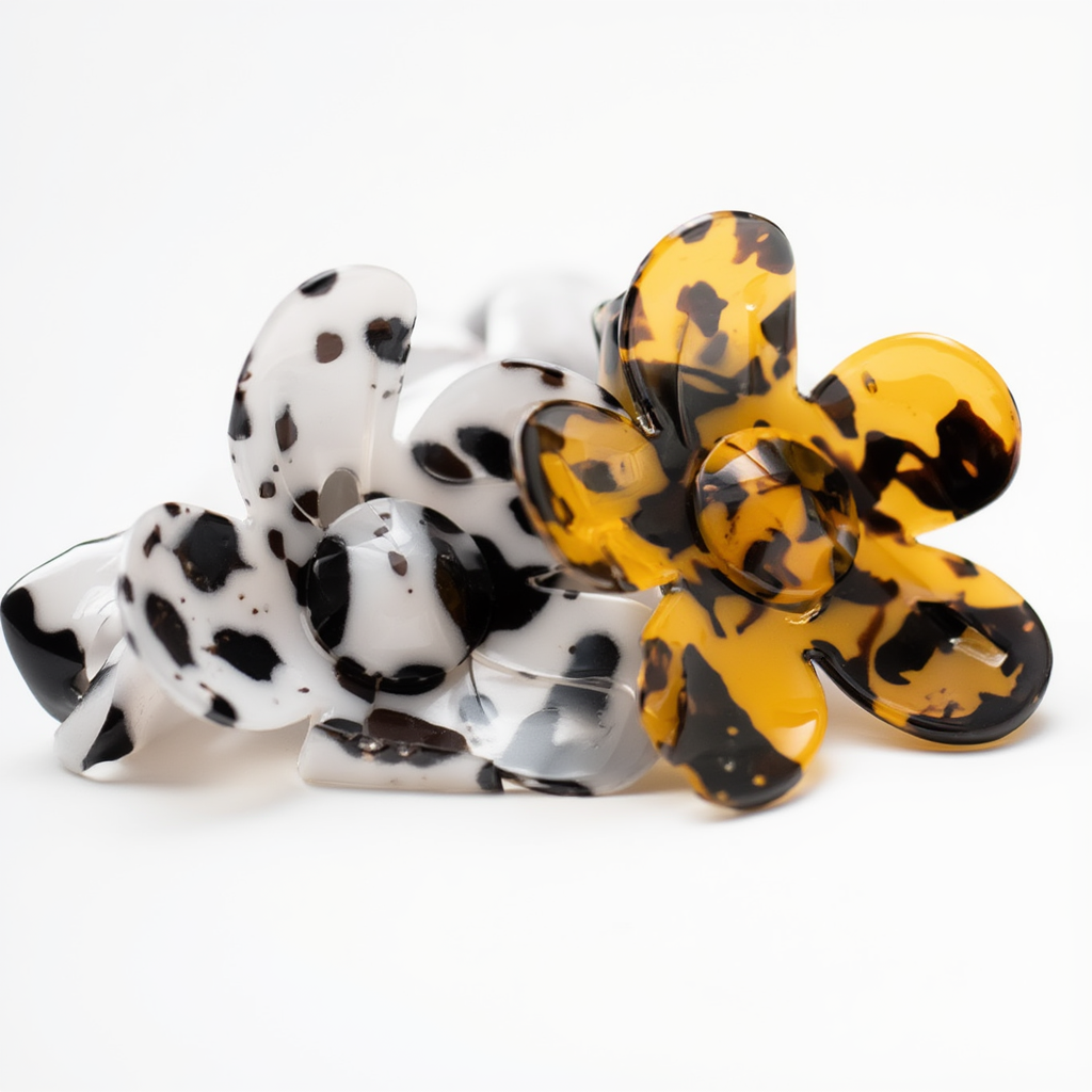 Claw Clip Flower Tortoise White