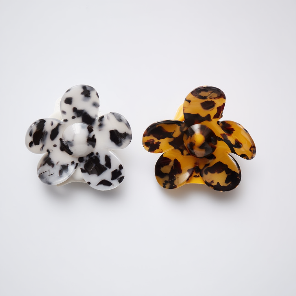 Claw Clip Flower Tortoise White