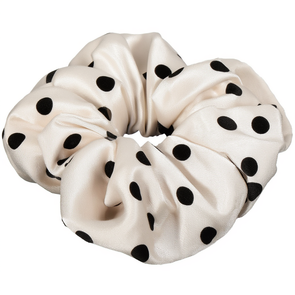 Scrunchie Polkadot Silky White