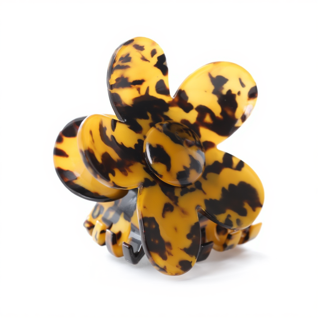 Claw Clip Flower Tortoise White