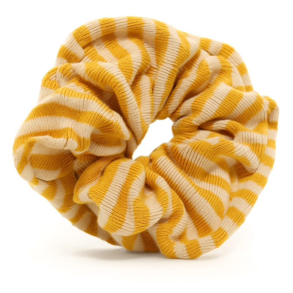 Scrunchie Knitted Yellow Stripy