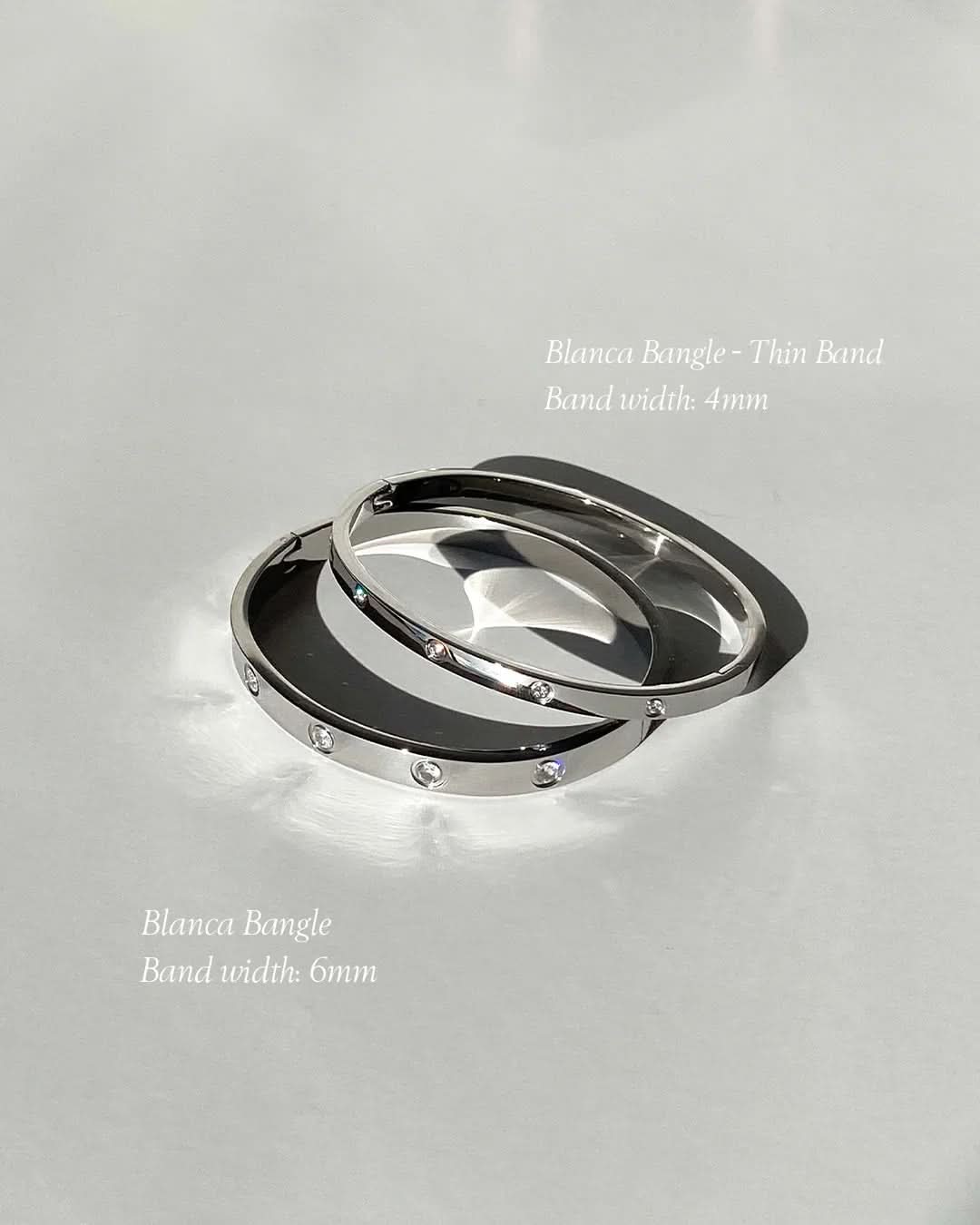 Blanca Bangle Thin Band - Silver - AYUNA