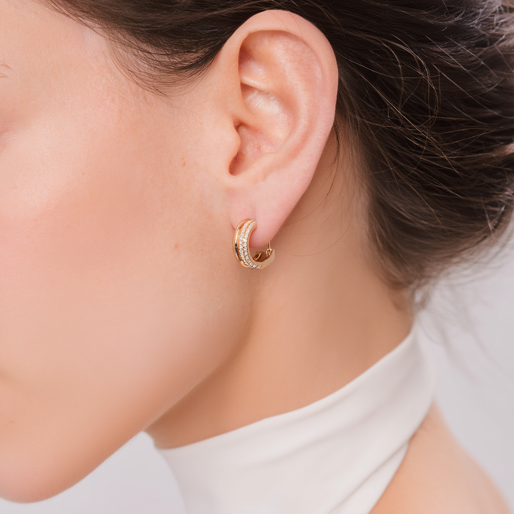Pavé Double Hoop Earrings