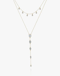 Dainty Crystals Y - Shape Necklace Sterling Silver - AYUNA