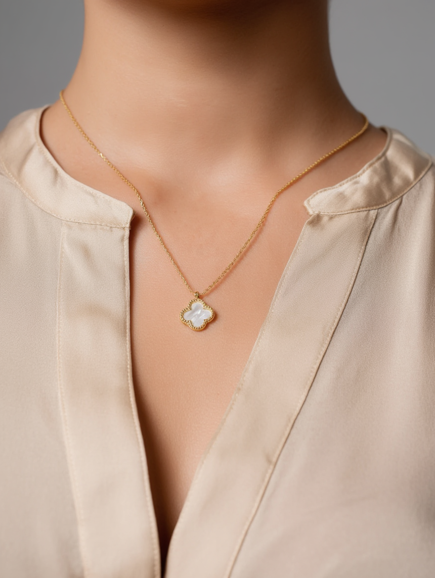 Mother of Pearl Clover Necklace