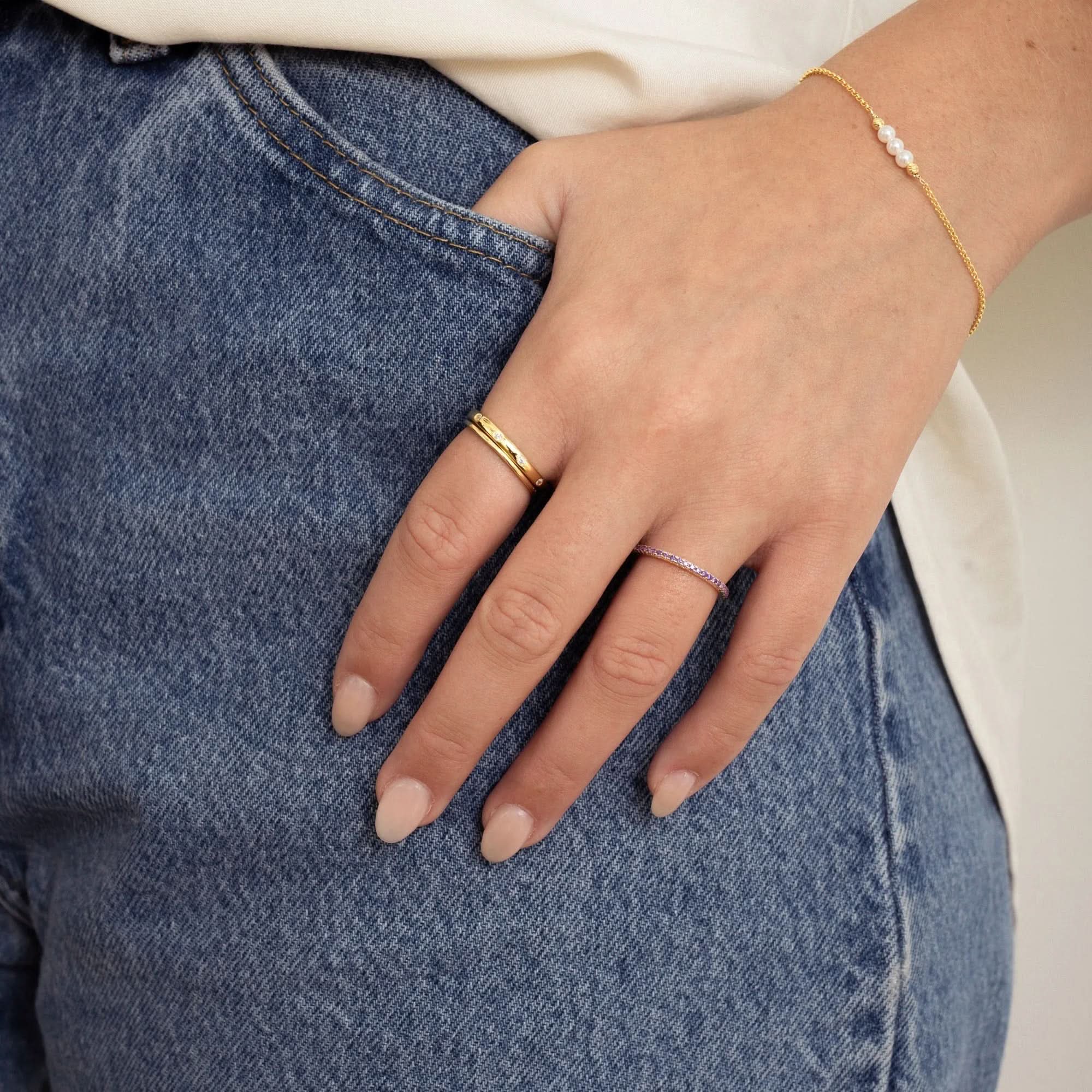 Gold Eternity Birthstone Rings - AYUNA