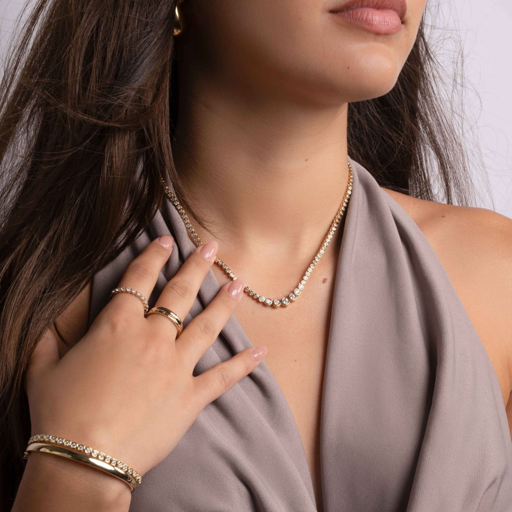 Gradient Bezel Tennis Necklace - AYUNA