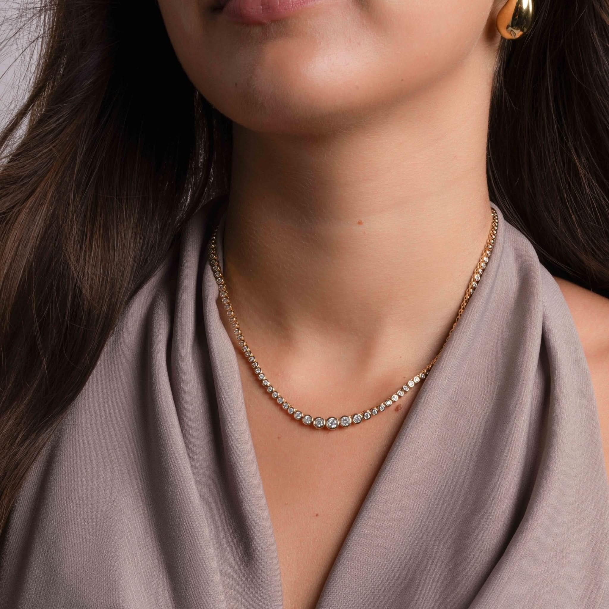 Gradient Bezel Tennis Necklace - AYUNA