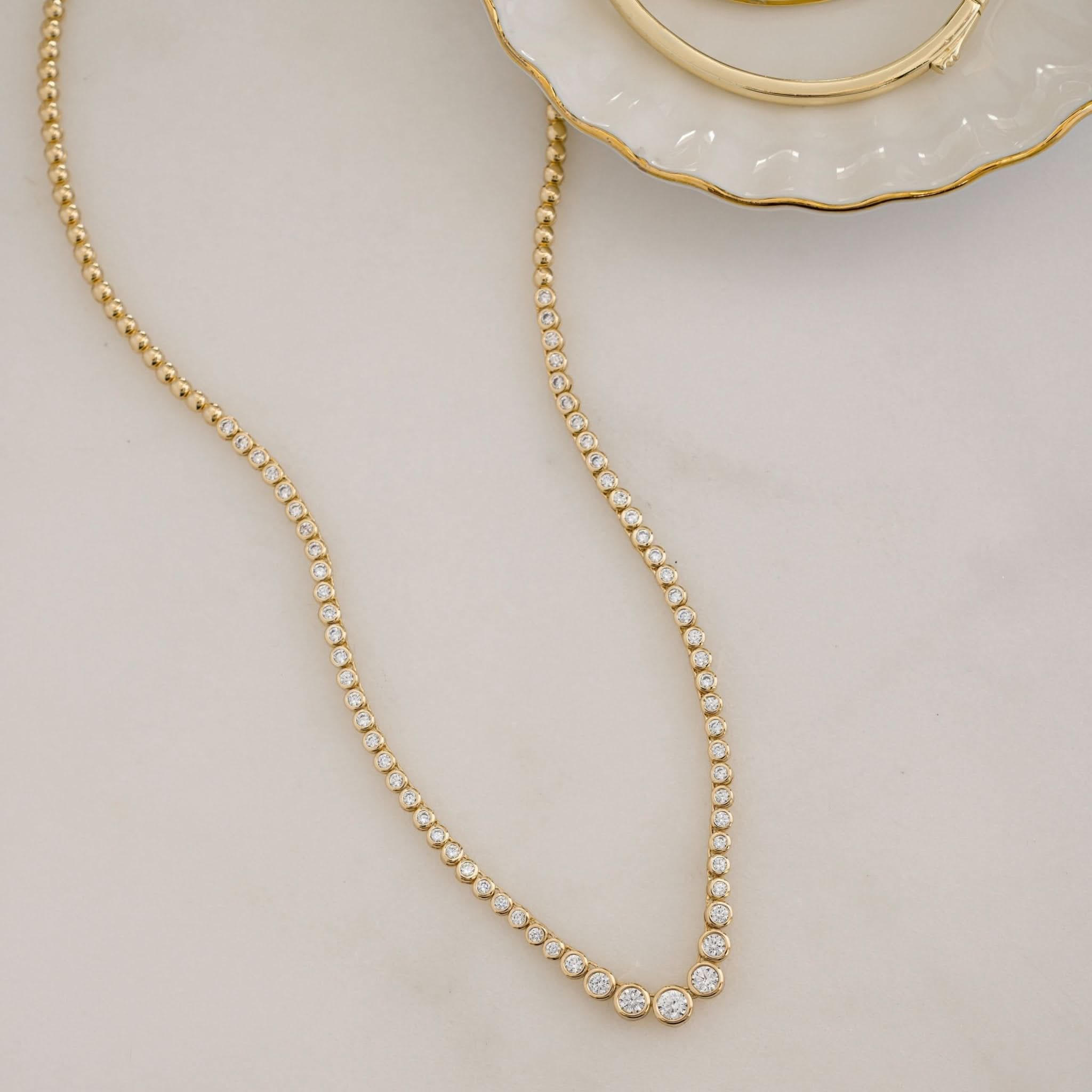 Gradient Bezel Tennis Necklace - AYUNA
