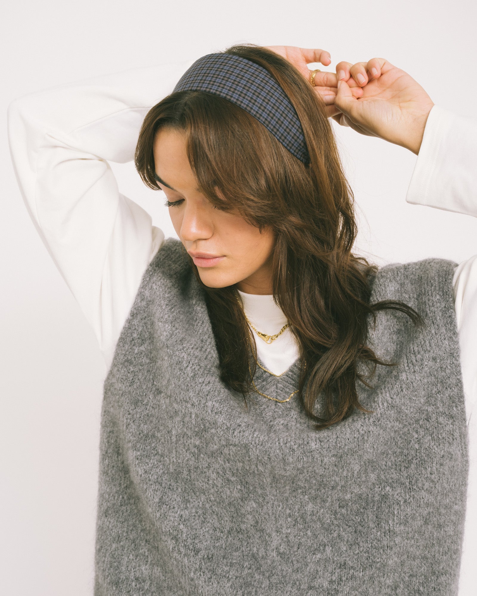 Headband Checked Blue