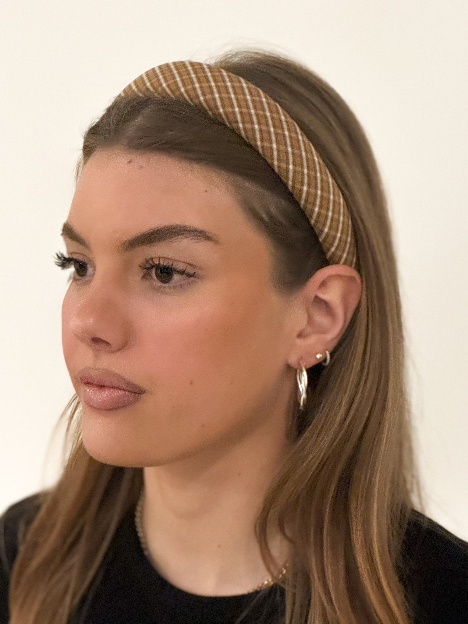 Headband Checked Brown