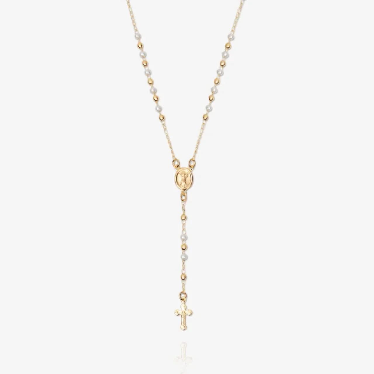 Mary Rosary Lariat Cross Necklace - AYUNA