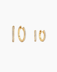 Pavé Huggie Earrings (Two Sizes Available) - AYUNA