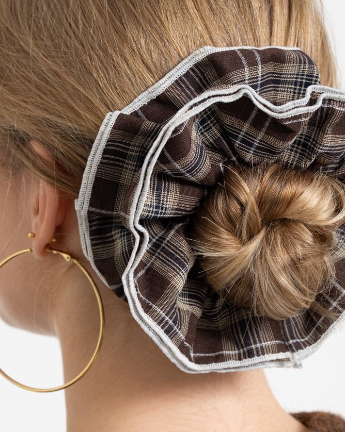 Scrunchie Checked Brown