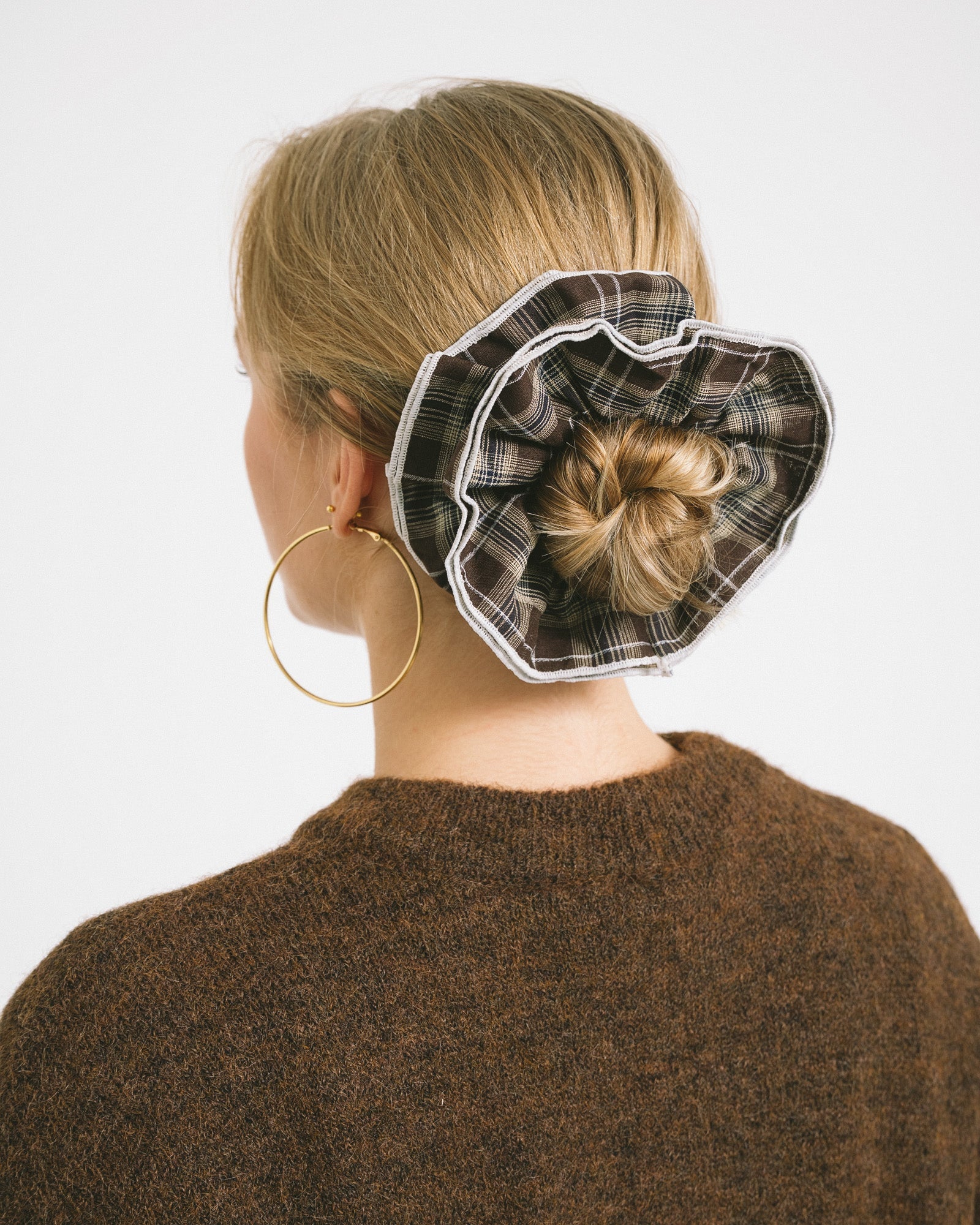 Scrunchie Checked Brown