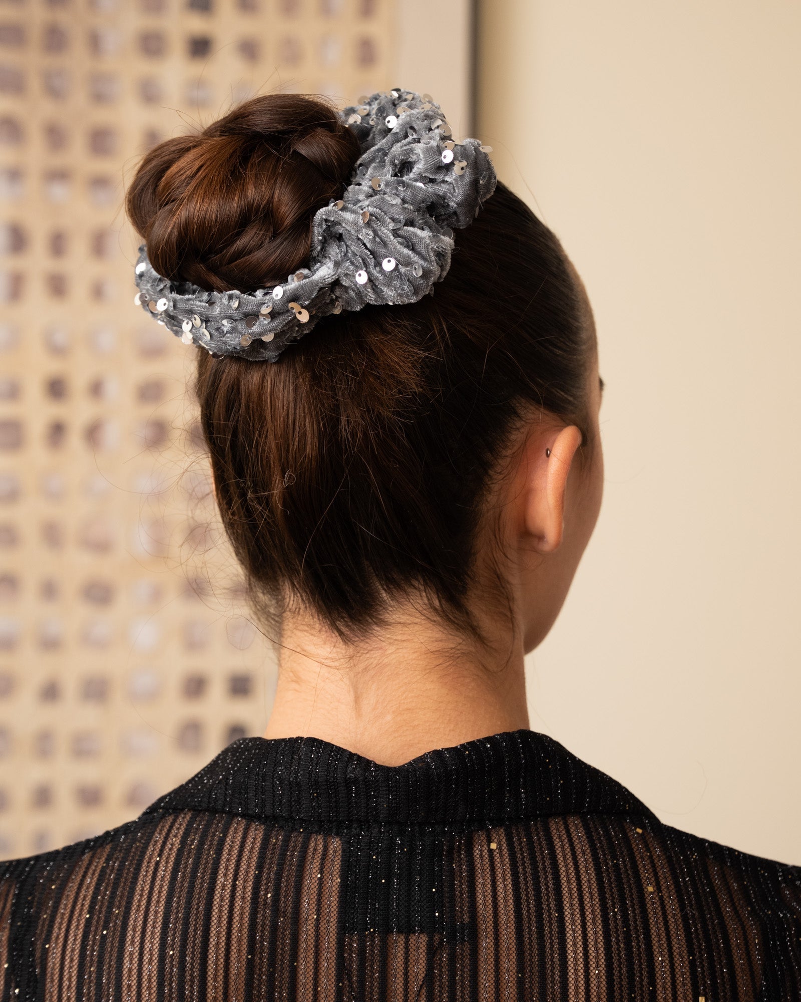 Scrunchie Glam Silver