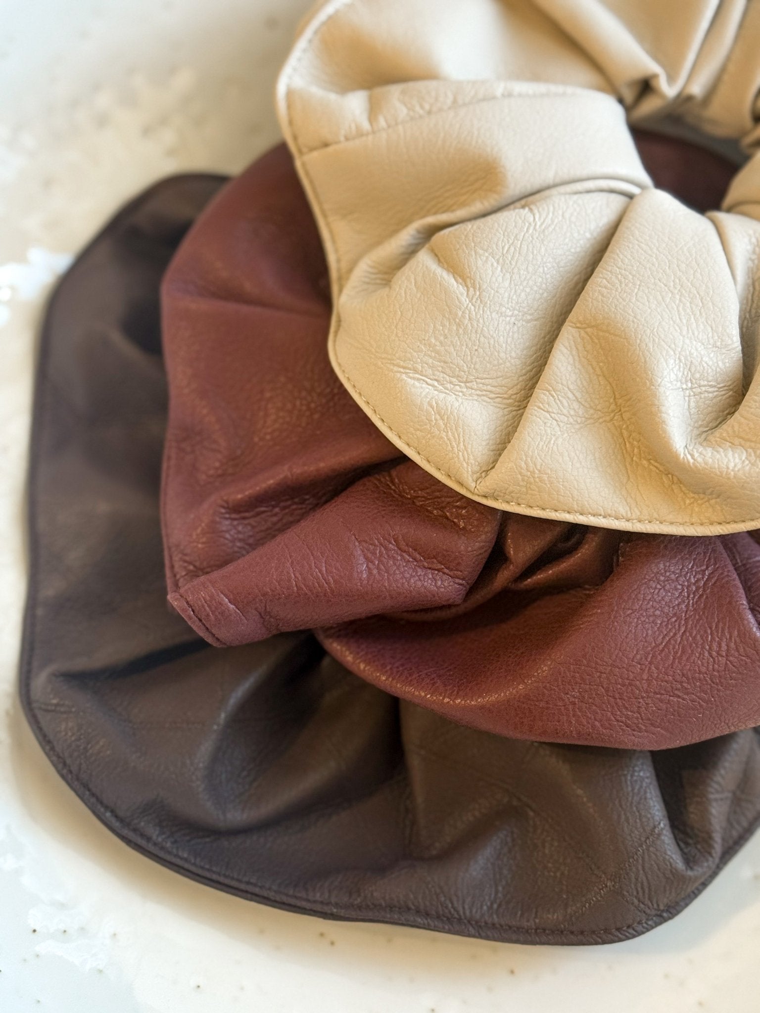 Scrunchie PU Checked Brown