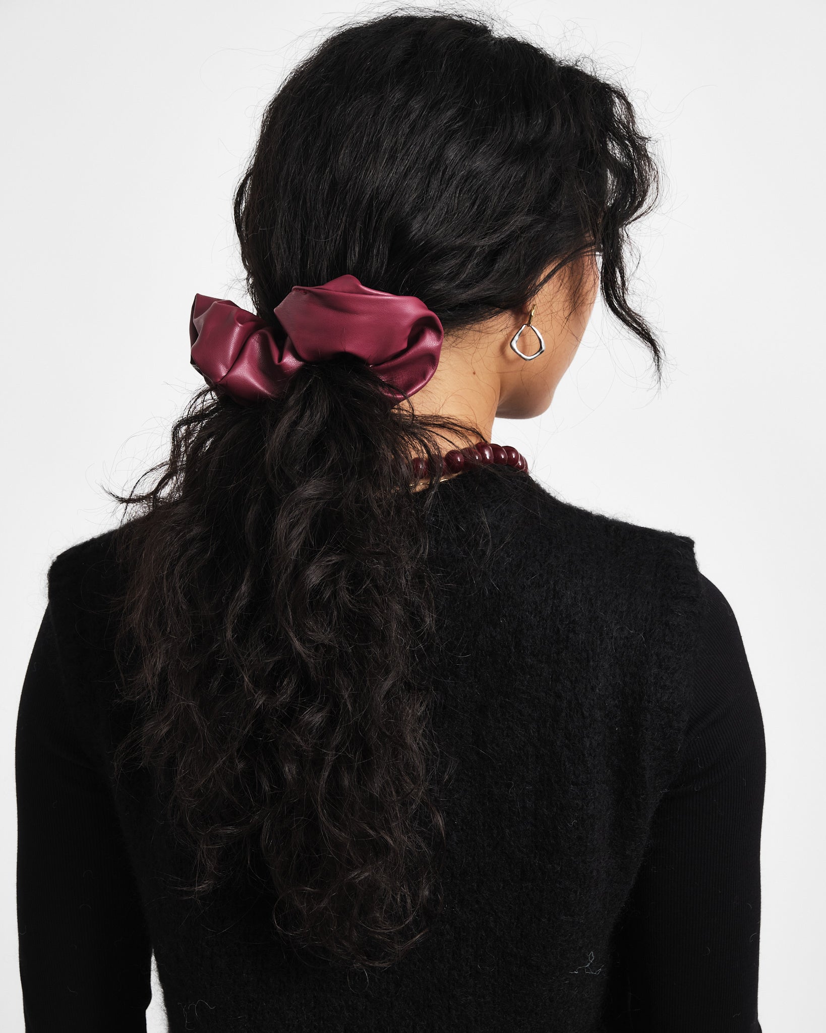 Scrunchie PU Shiny Bordeaux