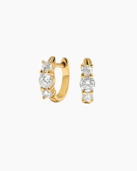 Three Stone Huggie Hoops - AYUNA
