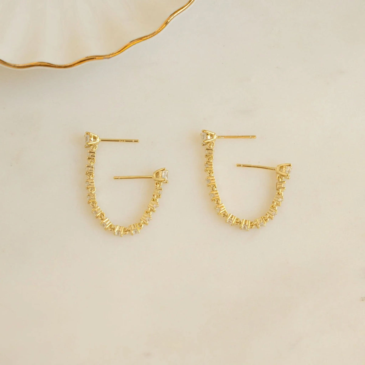 Two - Piercing Tennis Chain Link Studs - AYUNA